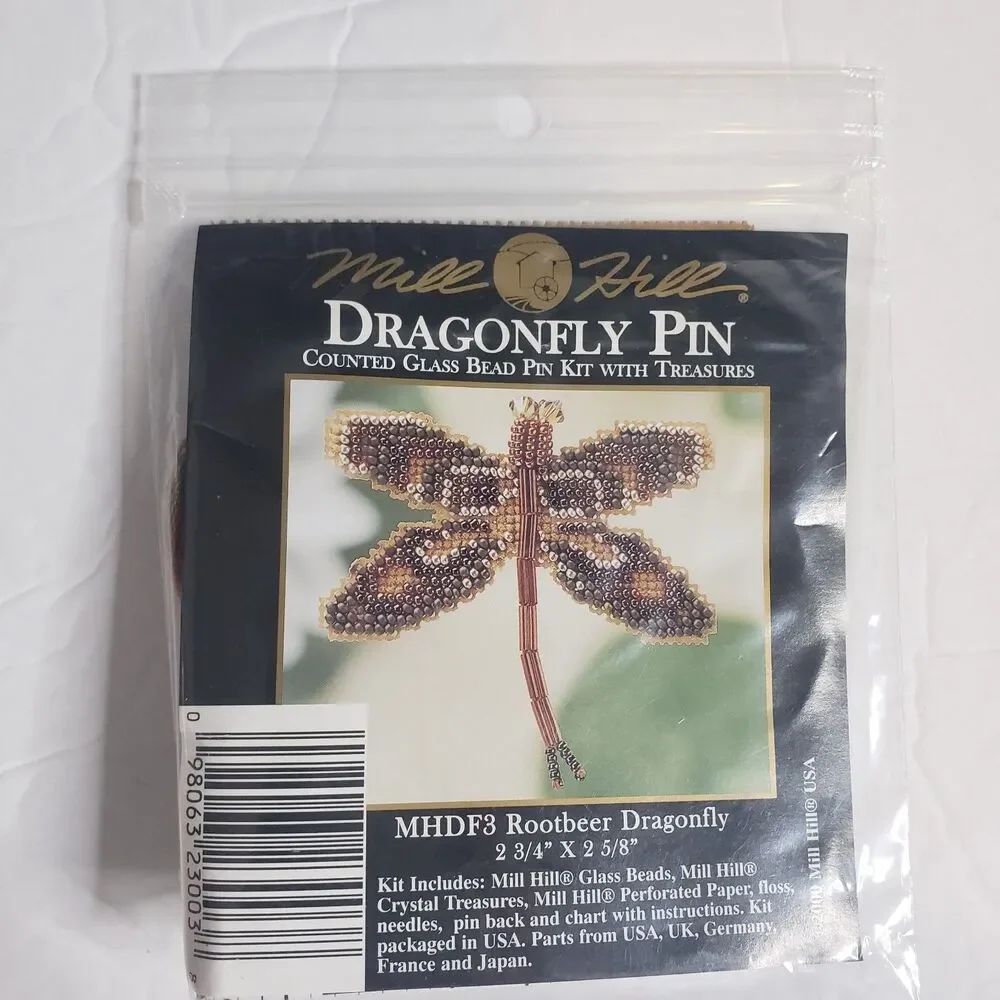 MILL HILL Rootbeer Dragonfly Pin MHDF3 Counted Glass Bead Cross Stitch Kit NEW